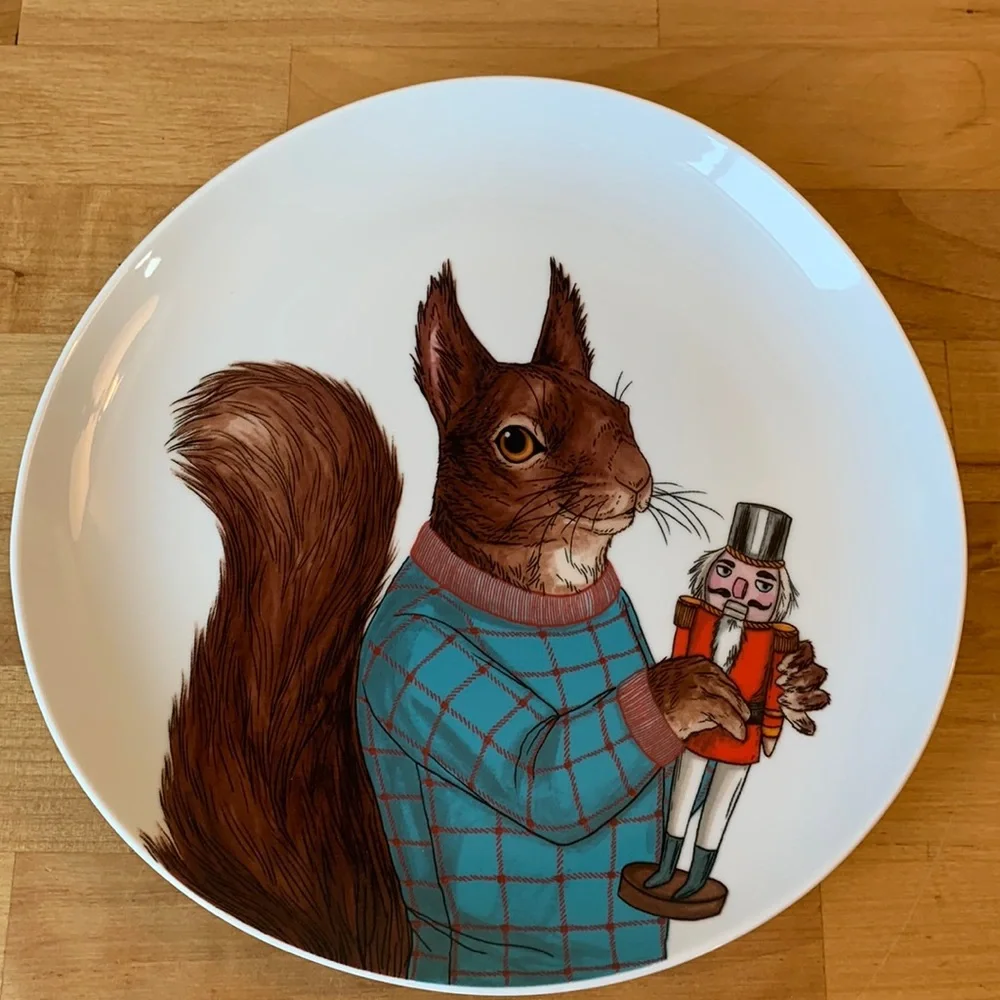 West Elm Dapper Animal Holiday Salad Plate - Squirrel